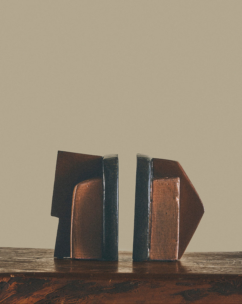Cinnamon and Black Slab Bookends
