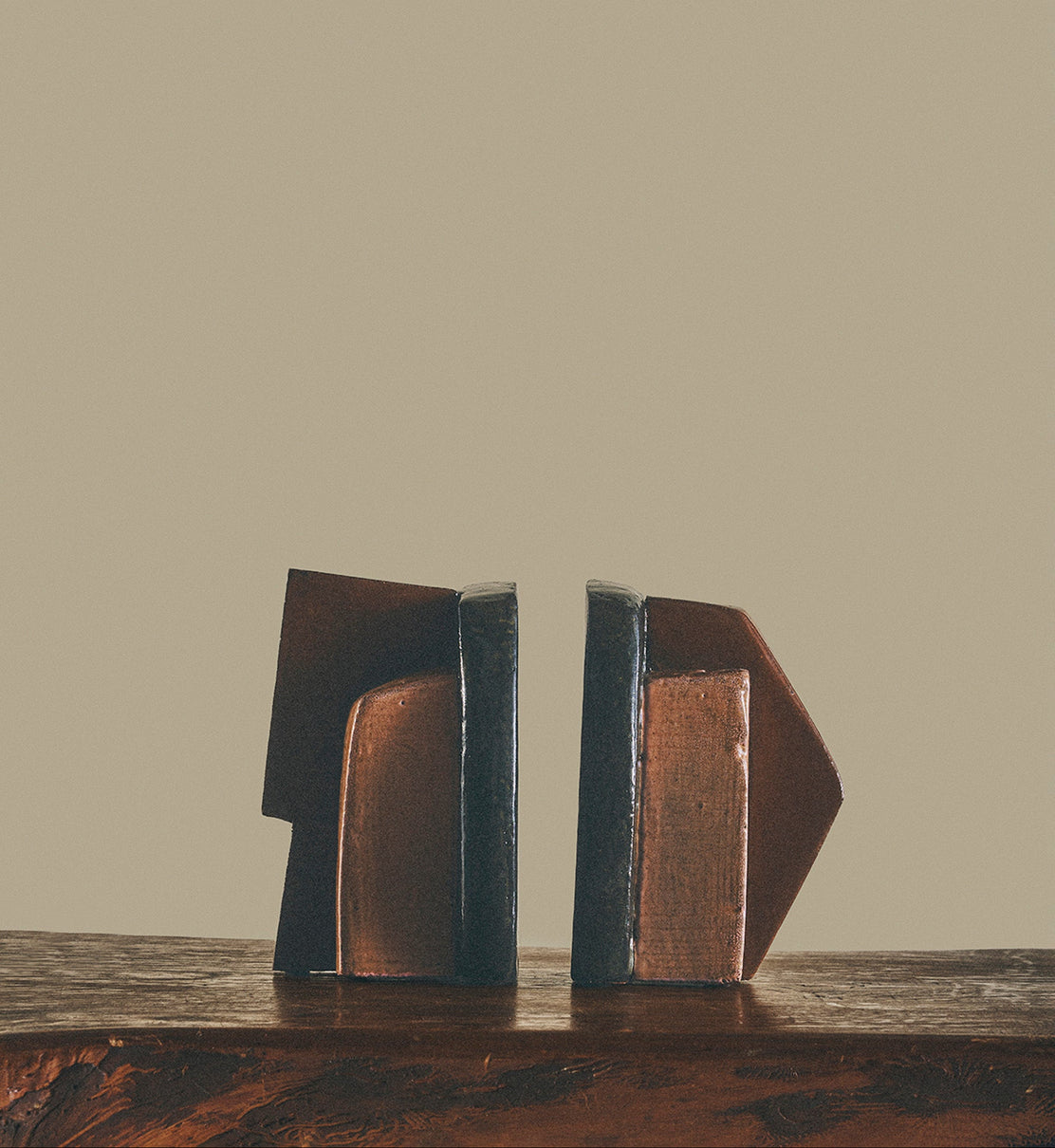 Cinnamon and Black Slab Bookends