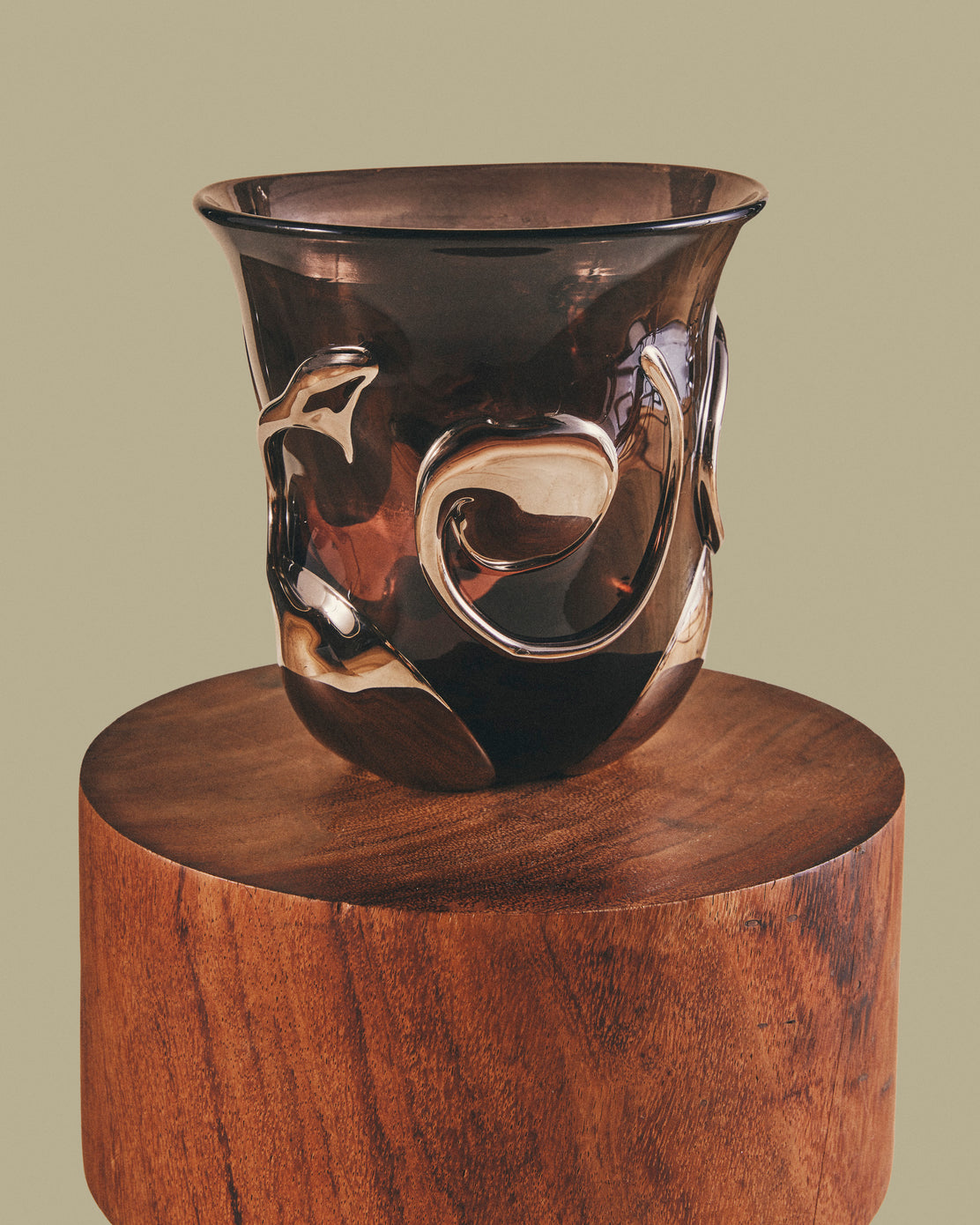 Black Amethyst Art Glass Vase