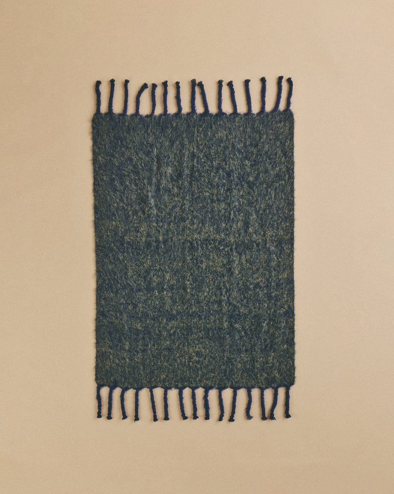 King Mohair Blanket in Dark Blue and Green