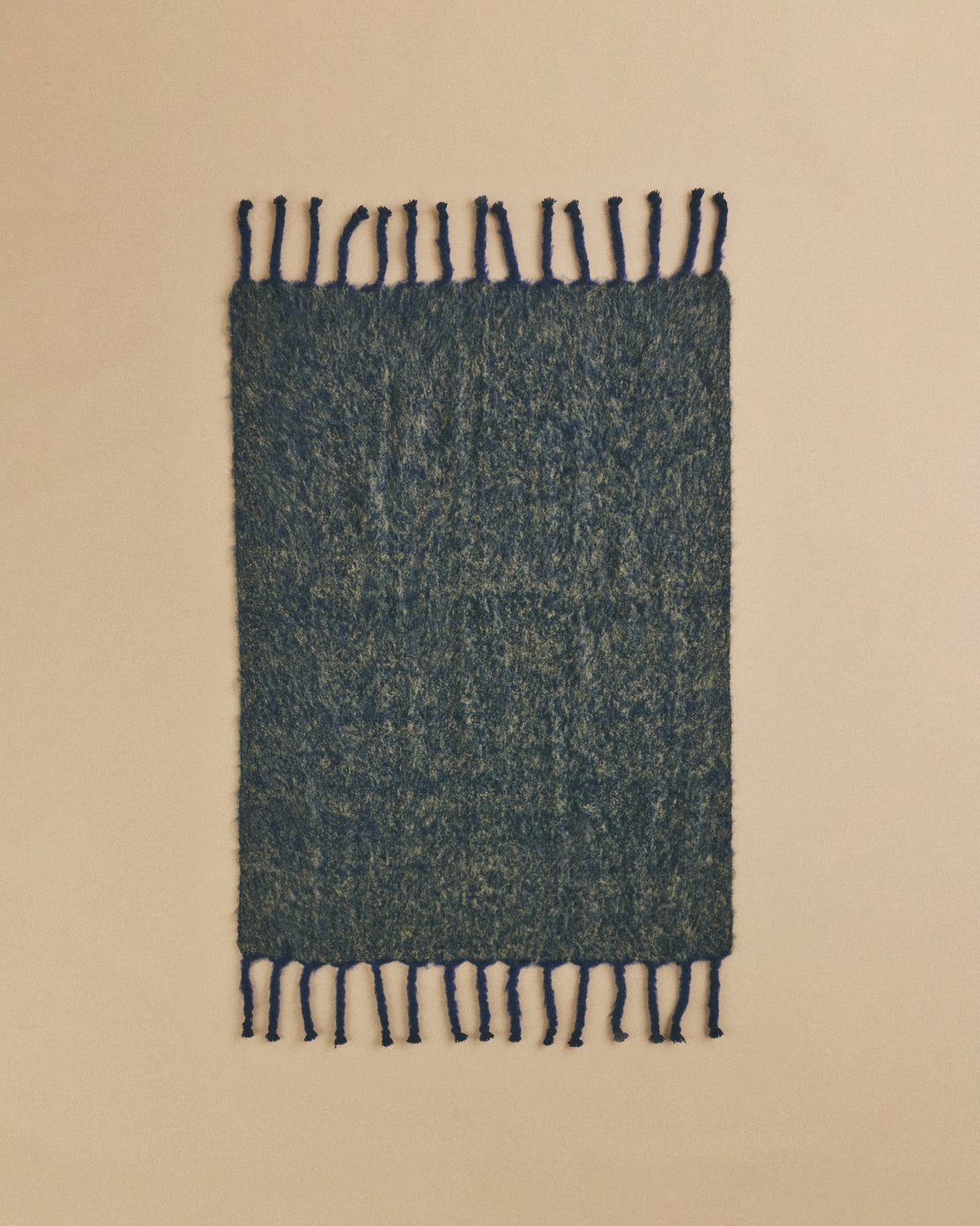 King Mohair Blanket in Dark Blue and Green