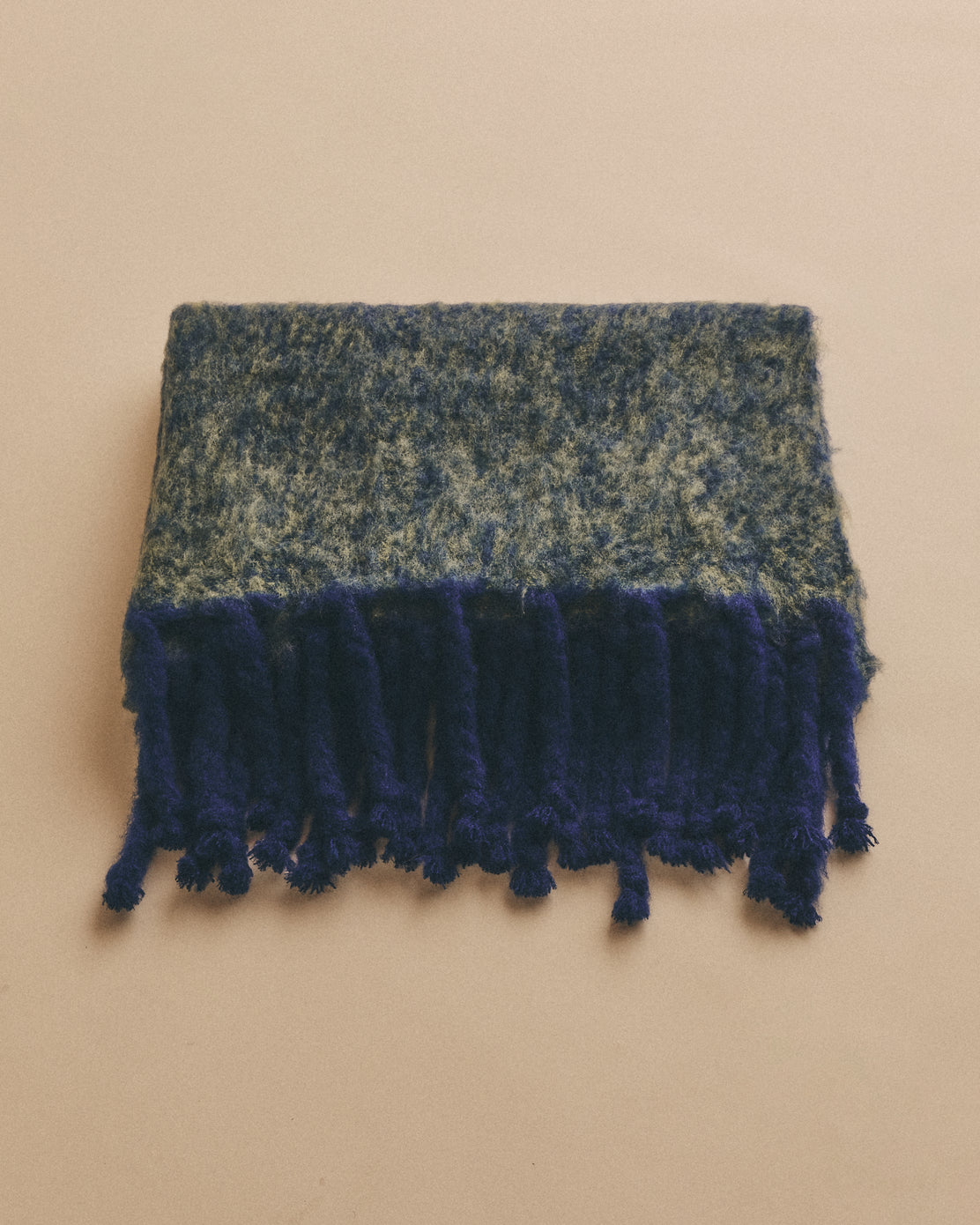King Mohair Blanket in Dark Blue and Green