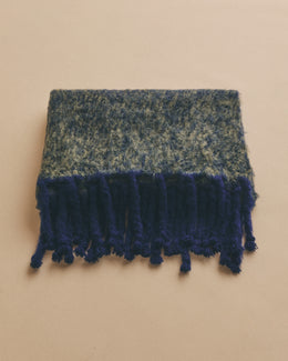 King Mohair Blanket in Dark Blue and Green