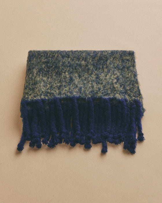 King Mohair Blanket in Dark Blue and Green