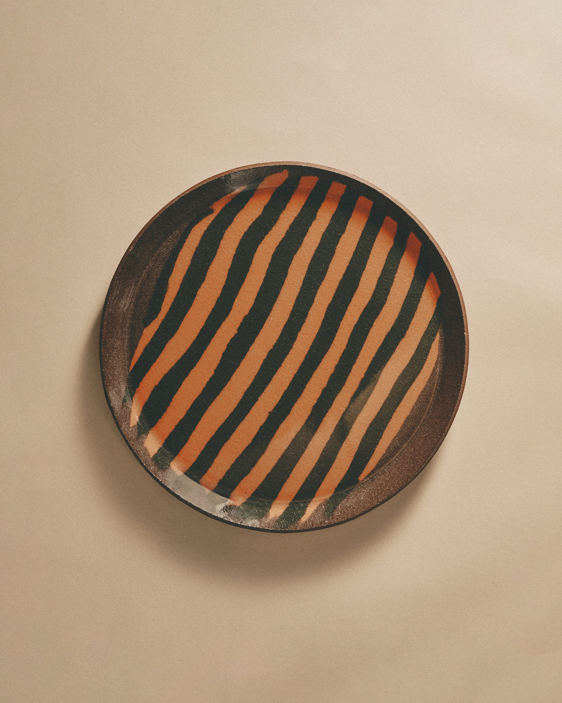 Green and Orange Stripe Nerikomi Plate