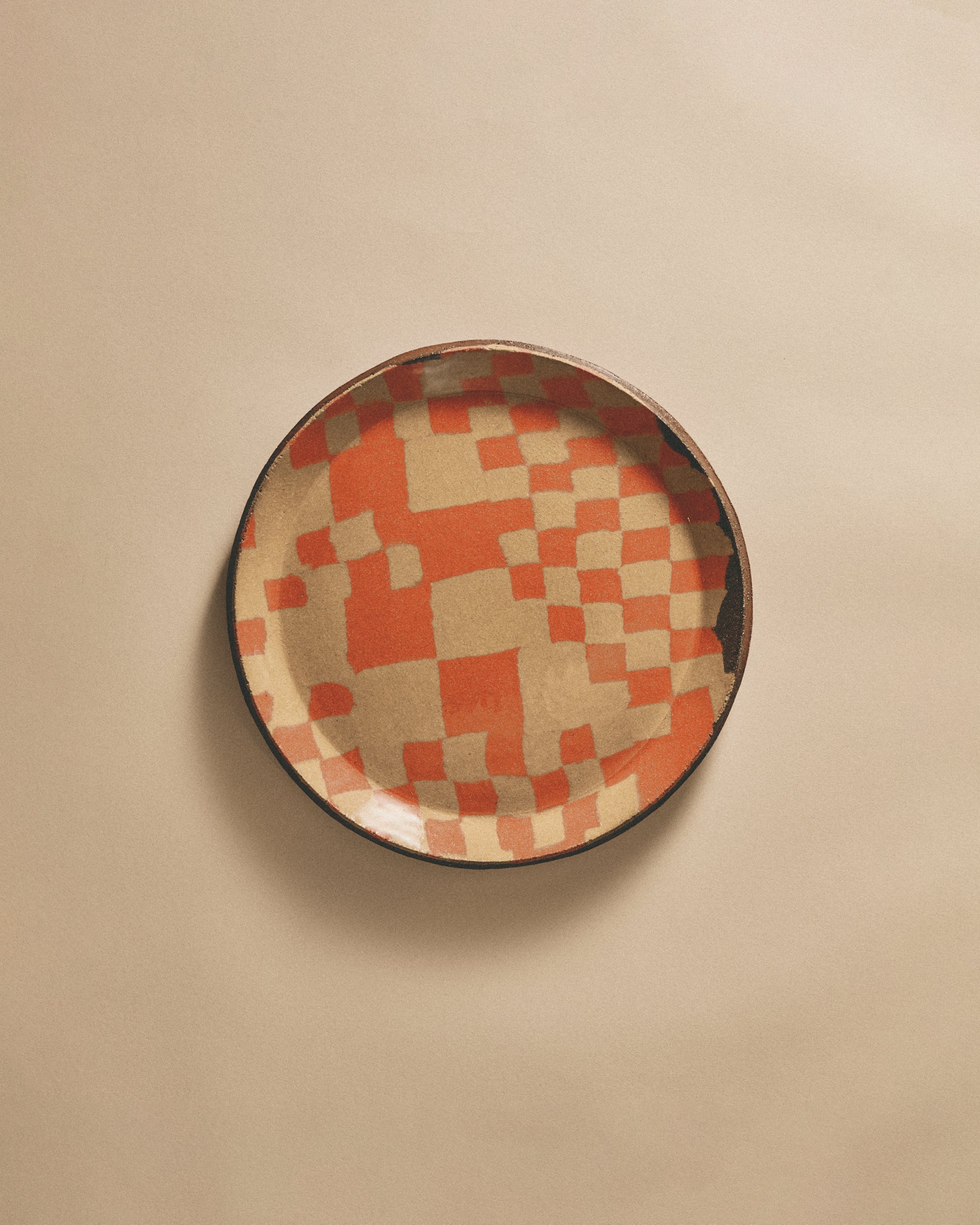 Orange and Taupe Nerikomi Plate