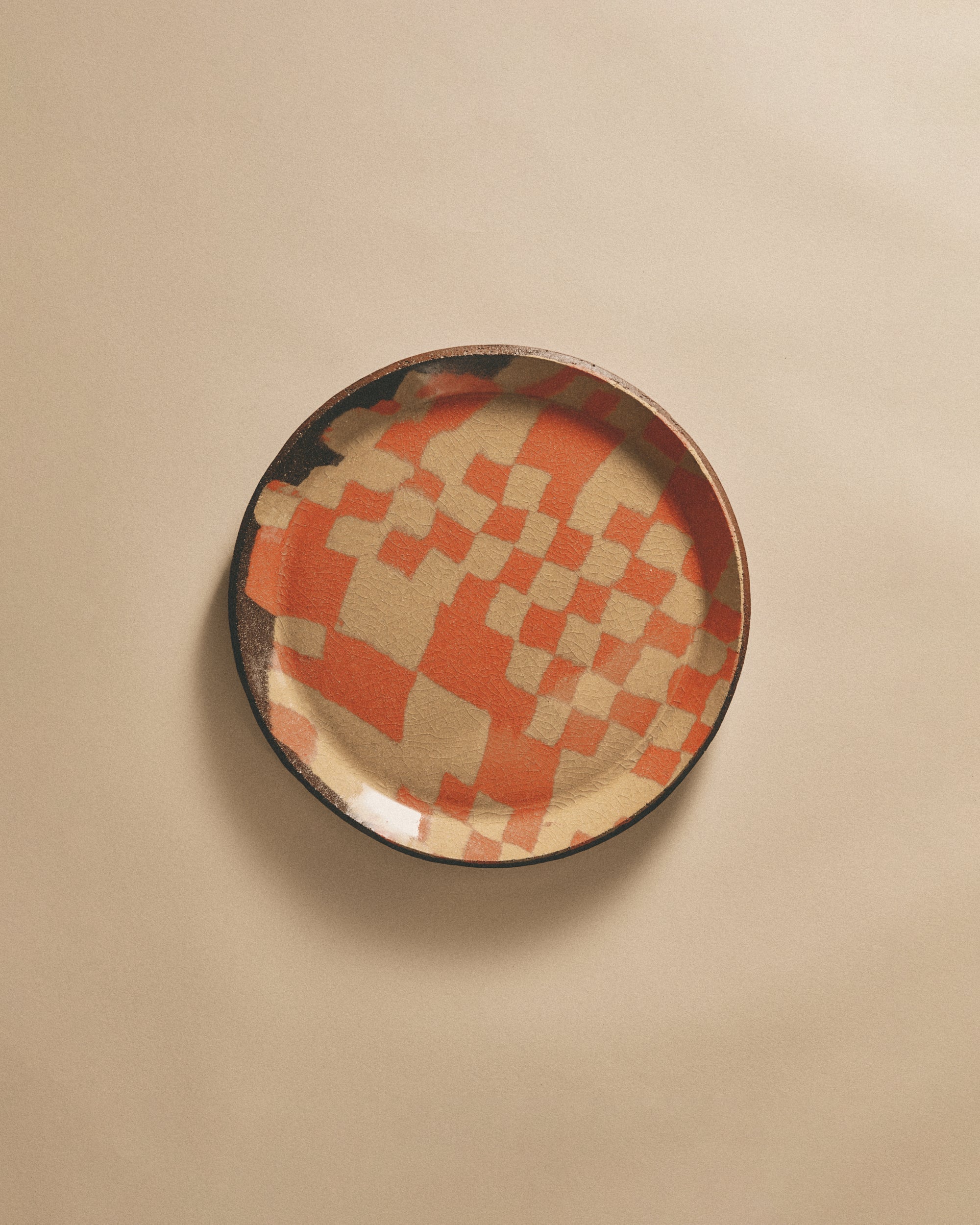 Orange and Taupe Nerikomi Plate