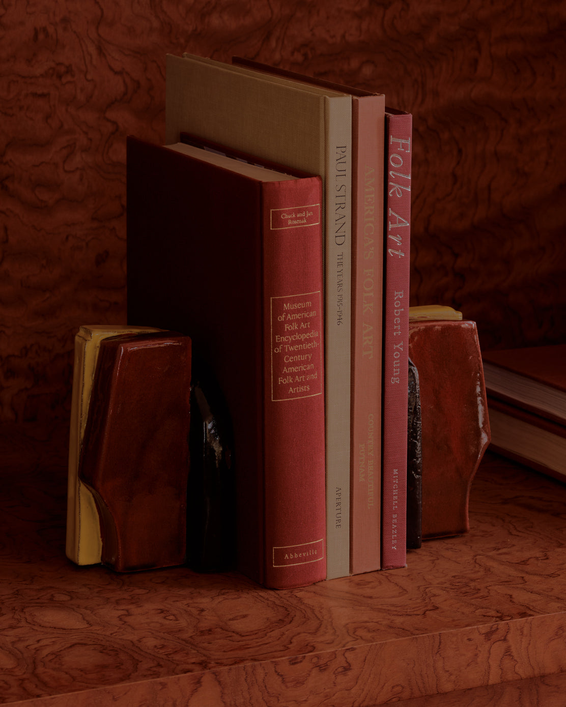 Bordeaux and Yellow Slab Bookends