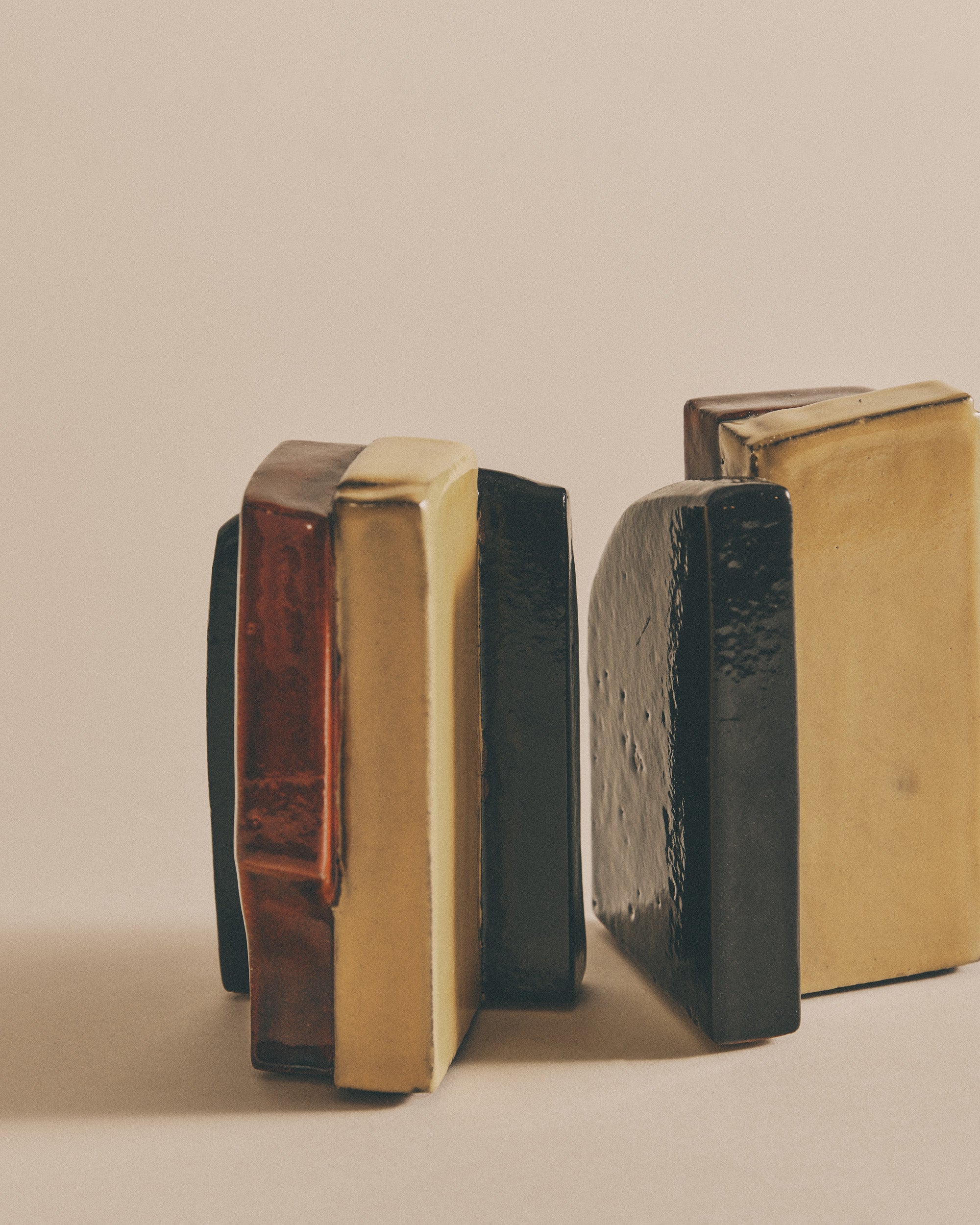 Bordeaux and Yellow Slab Bookends