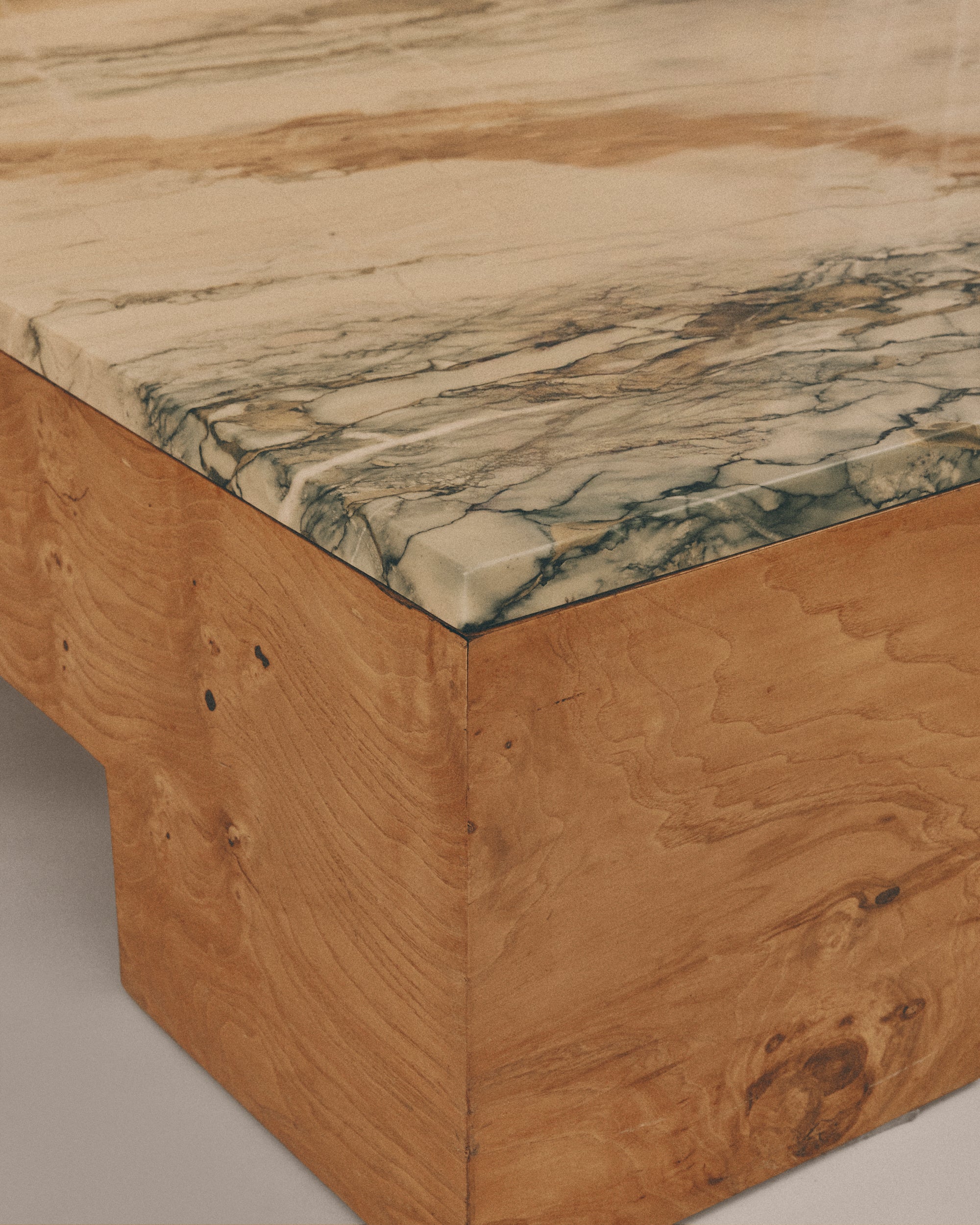 Burlwood Coffee Table with Marble Top