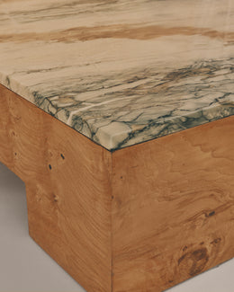 Burlwood Coffee Table with Marble Top