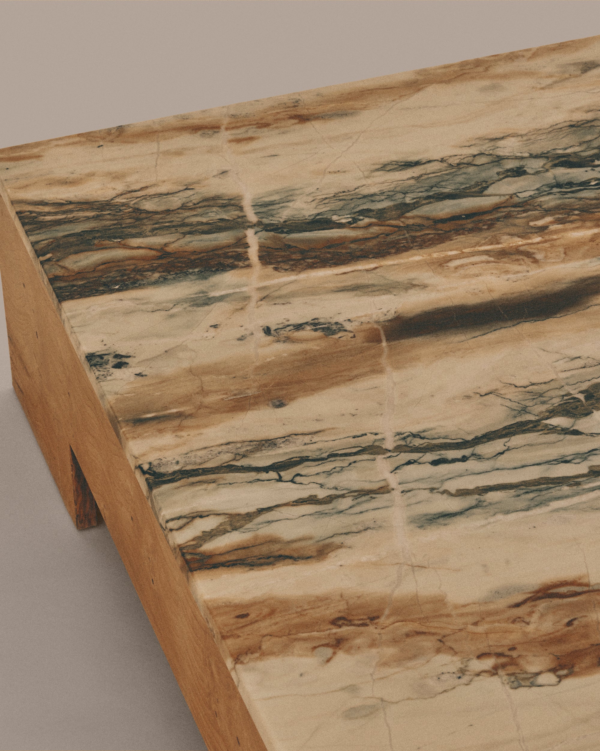 Burlwood Coffee Table with Marble Top