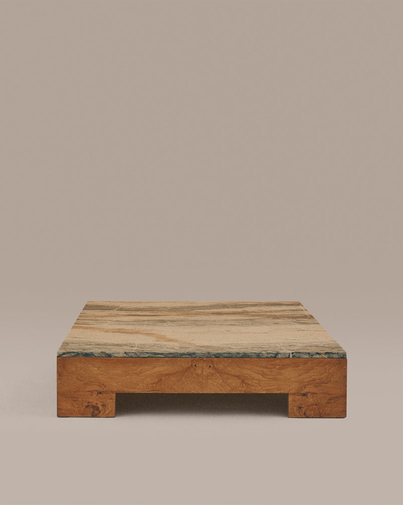 Burlwood Coffee Table with Marble Top