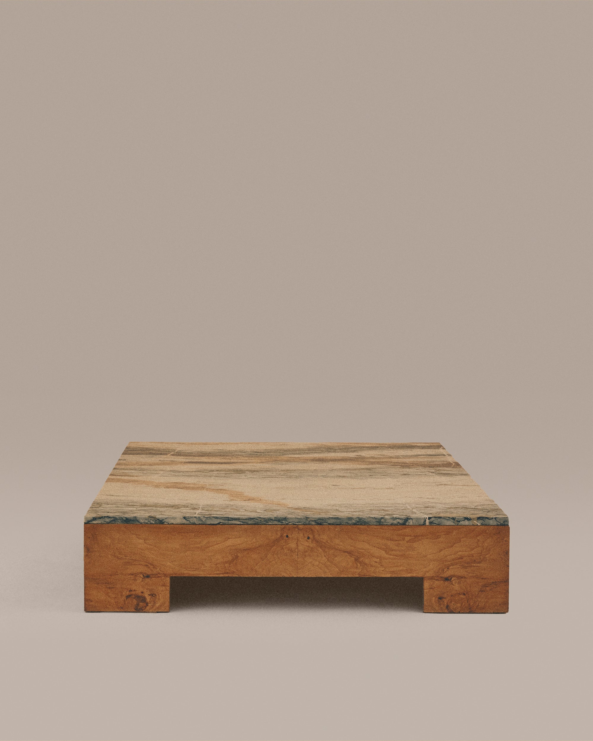 Burlwood Coffee Table with Marble Top