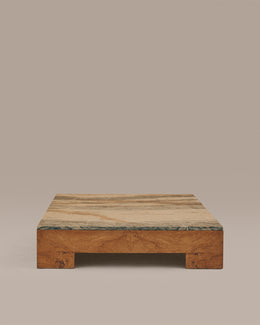 Burlwood Coffee Table with Marble Top