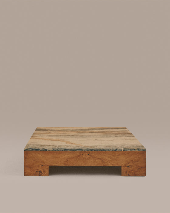 Burlwood Coffee Table with Marble Top