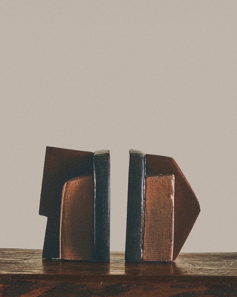 Cinnamon and Black Slab Bookends