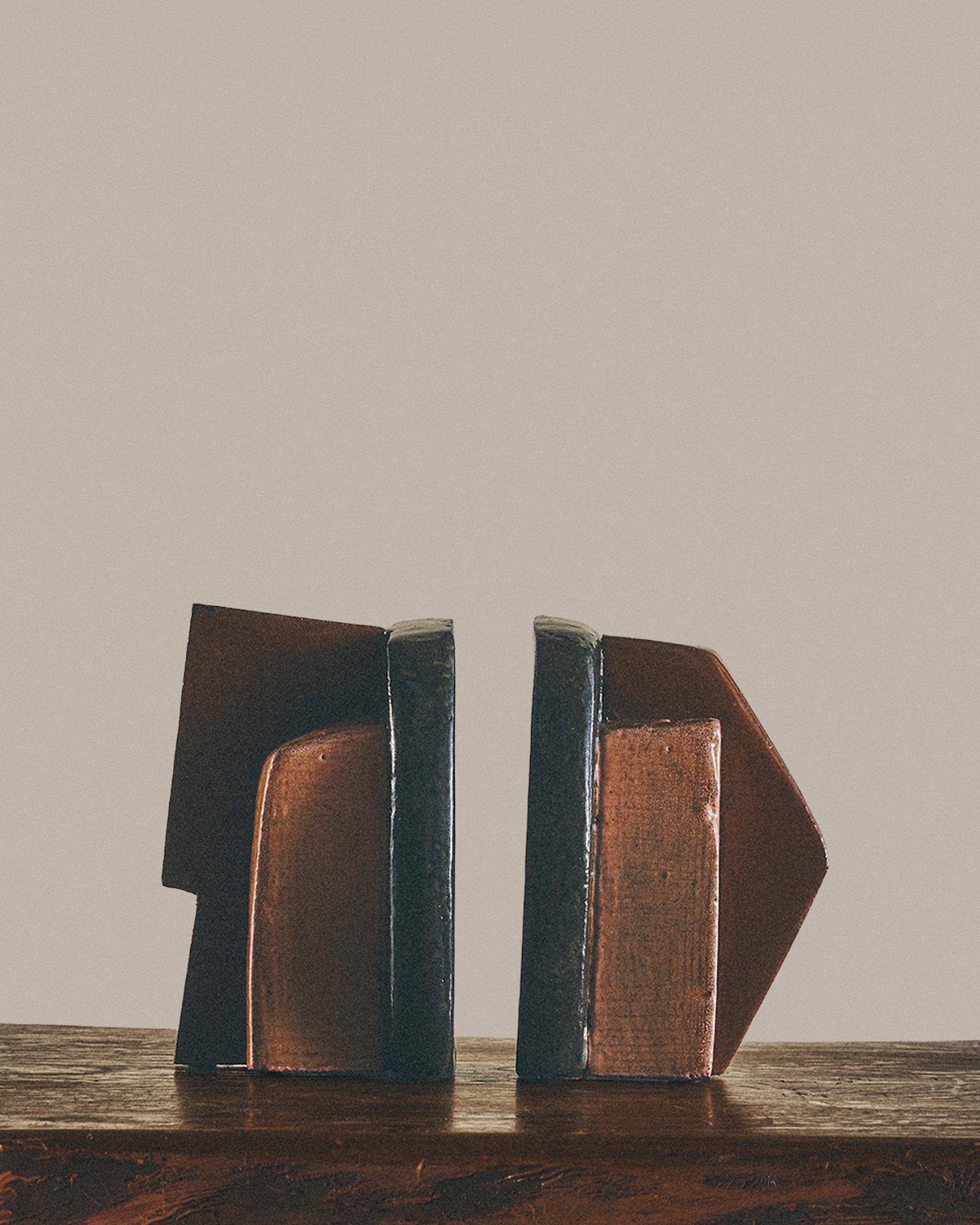 Cinnamon and Black Slab Bookends