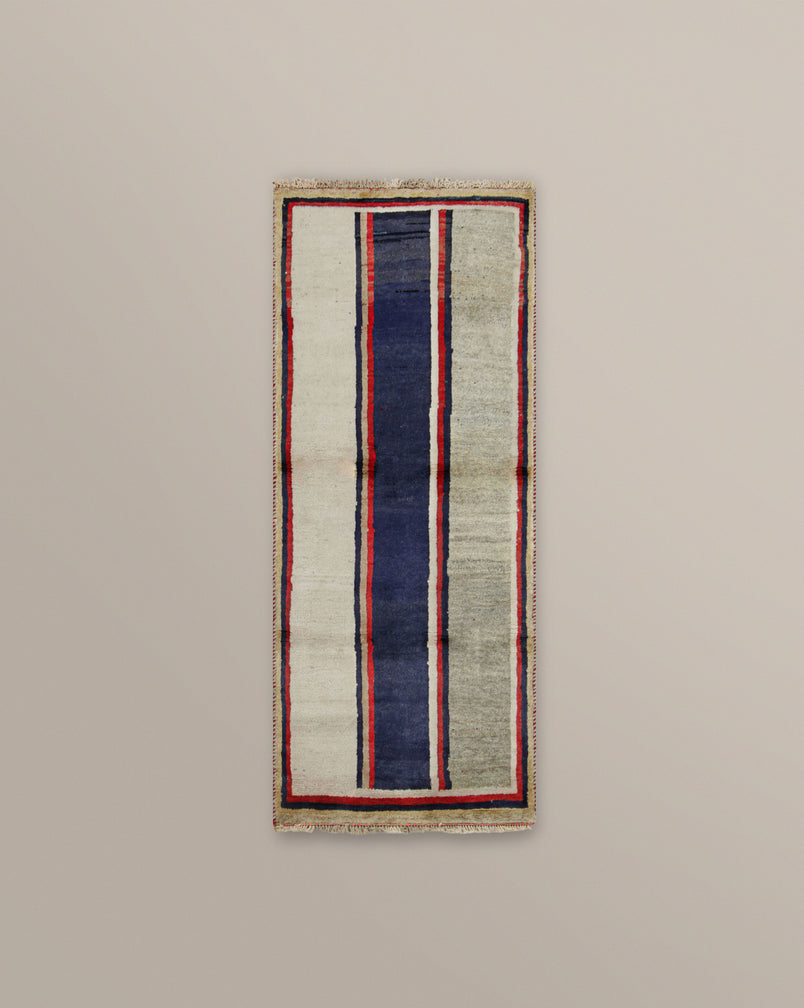 Gabbeh Gray and Red Stripe Runner