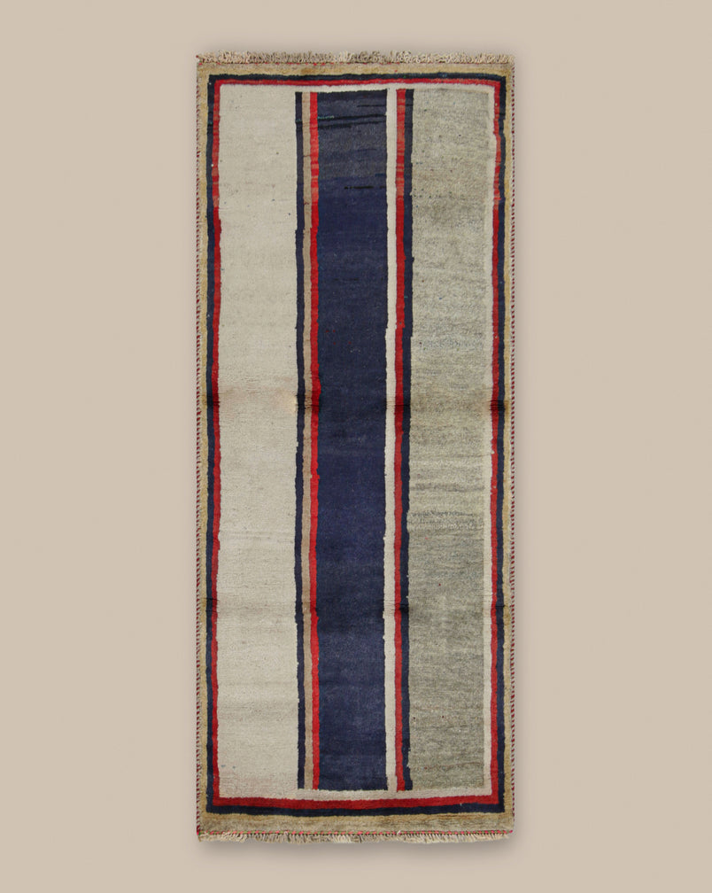 Gabbeh Gray and Red Stripe Runner
