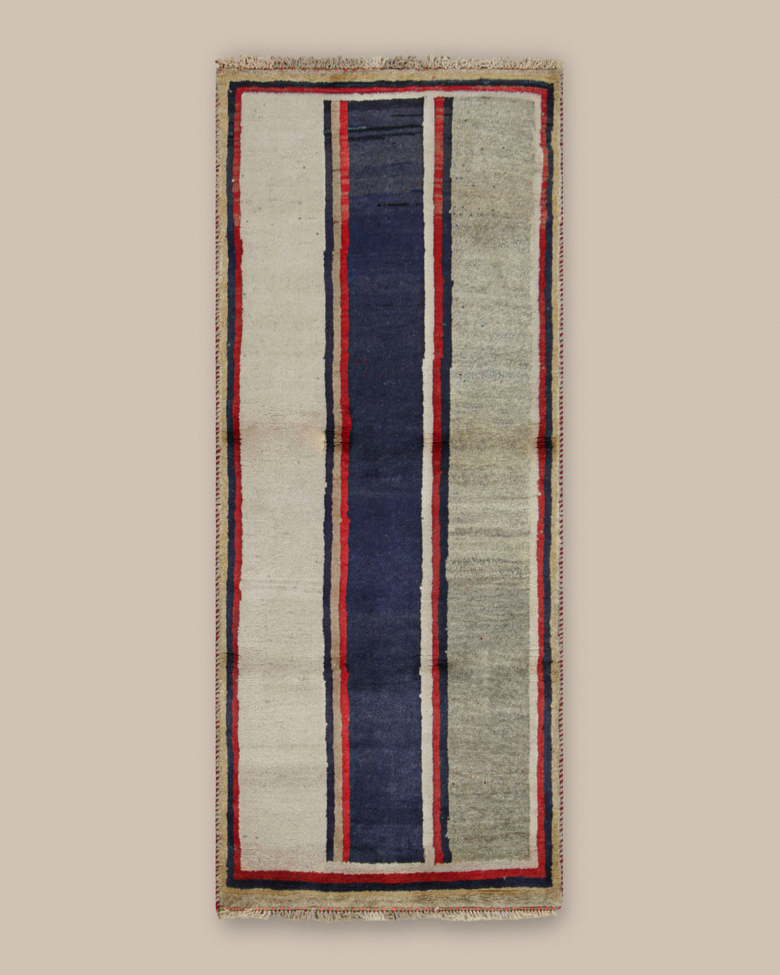 Gabbeh Gray and Red Stripe Runner