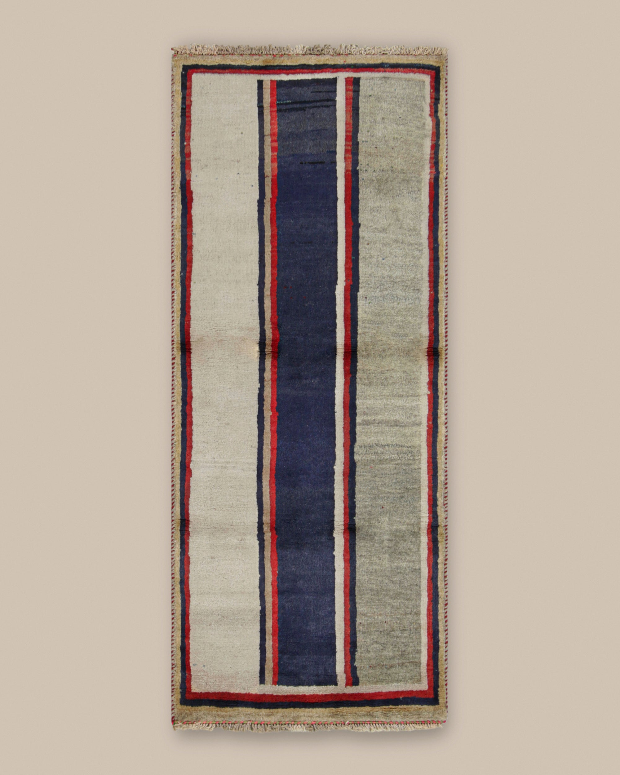 Gabbeh Gray and Red Stripe Runner