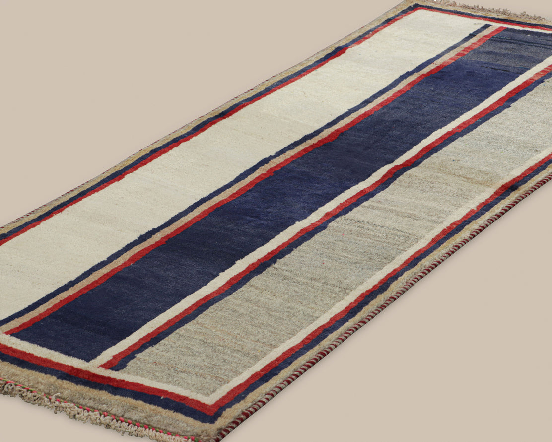 Gabbeh Gray and Red Stripe Runner