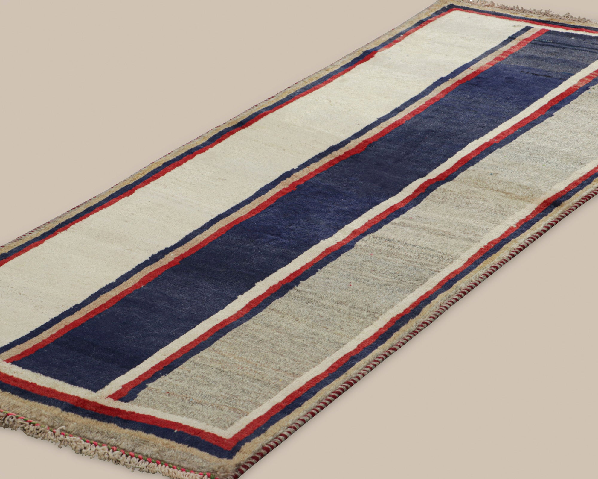 Gabbeh Gray and Red Stripe Runner