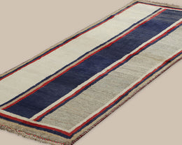 Gabbeh Gray and Red Stripe Runner