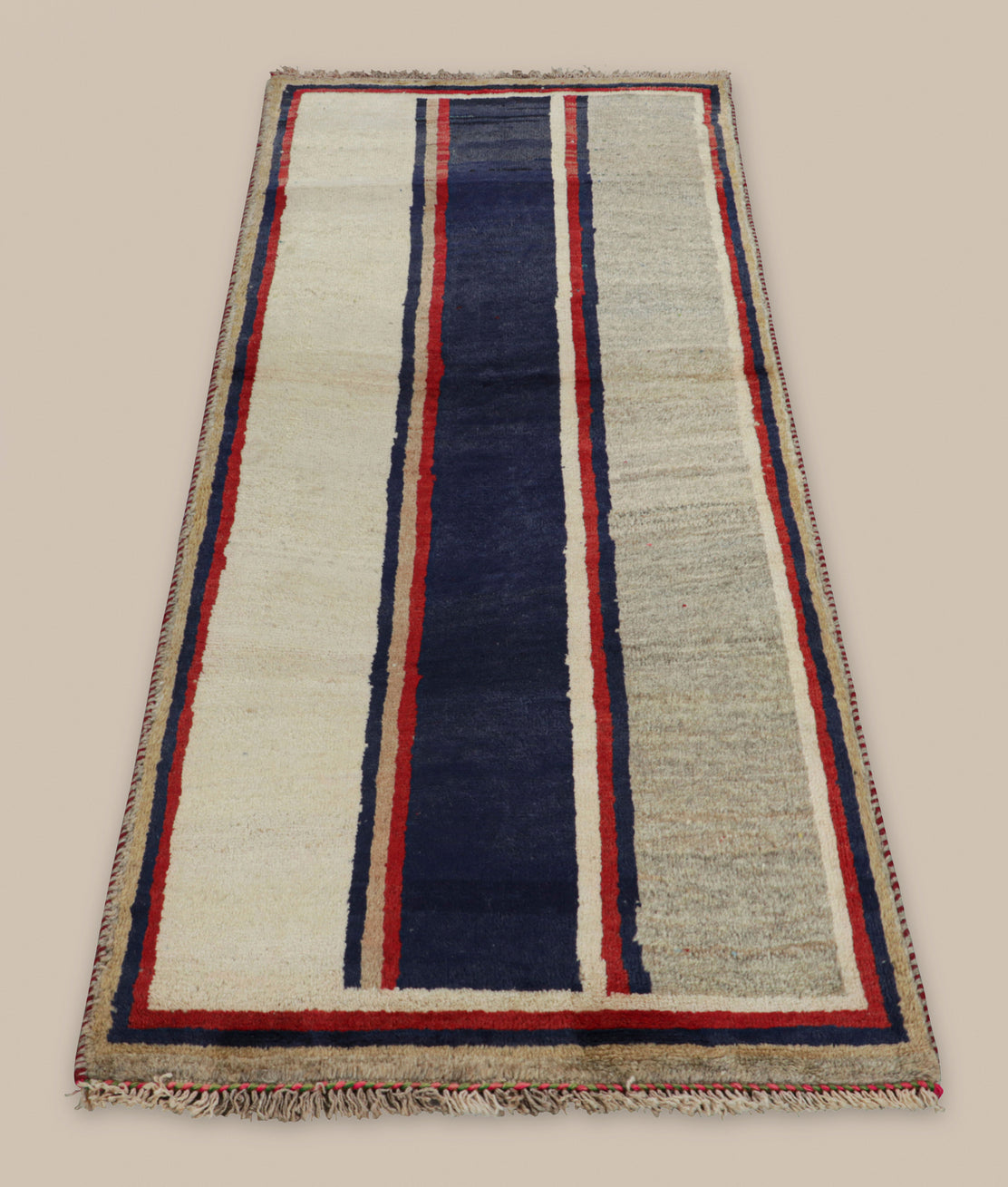 Gabbeh Gray and Red Stripe Runner