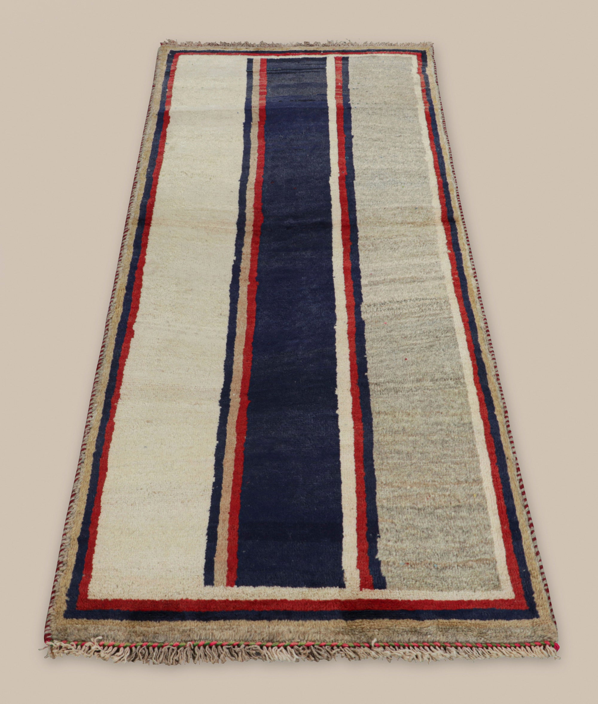 Gabbeh Gray and Red Stripe Runner