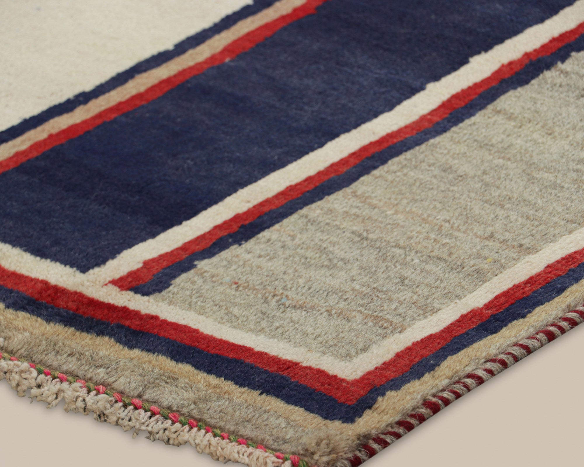 Gabbeh Gray and Red Stripe Runner
