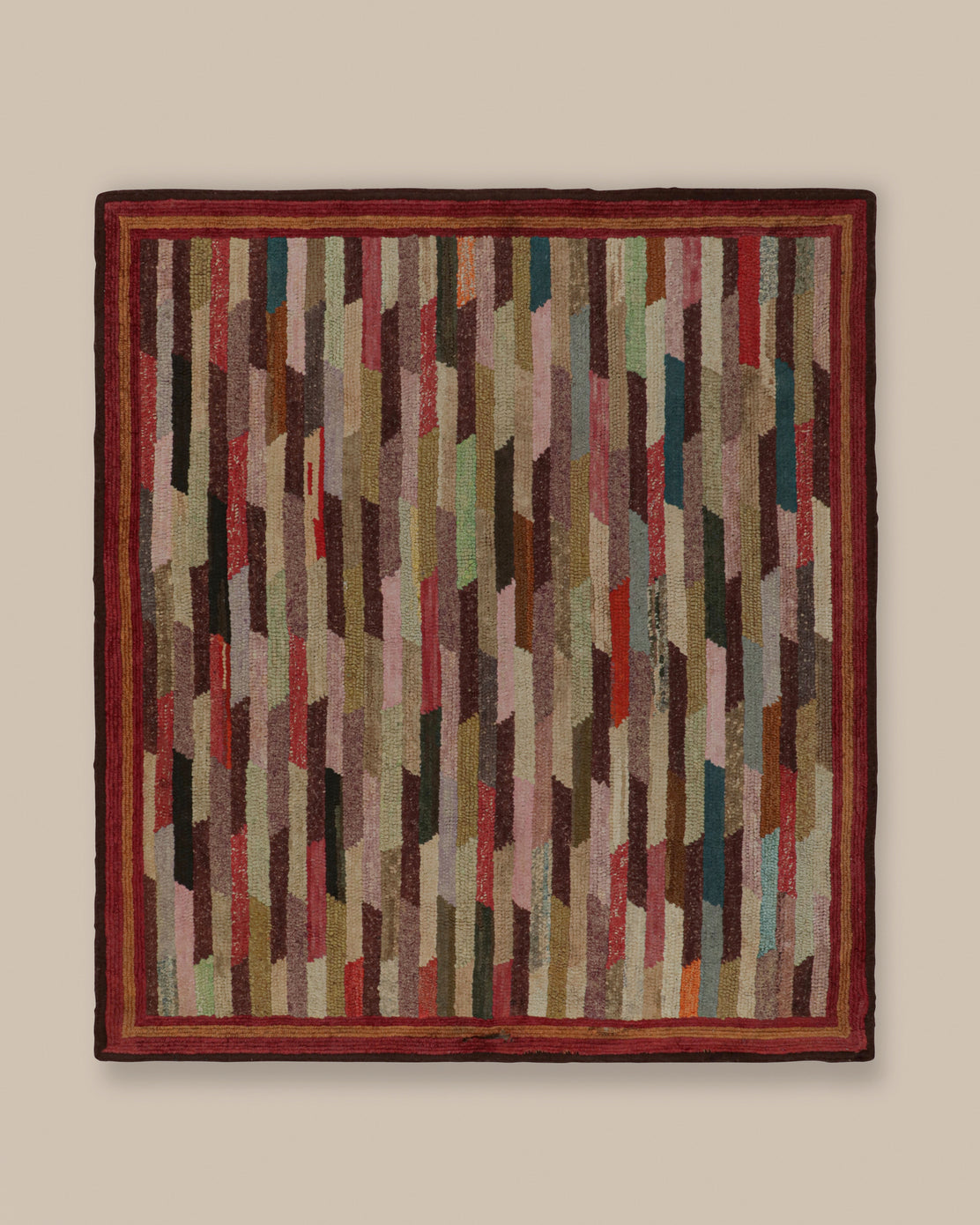 Hooked Geometric Square Rug