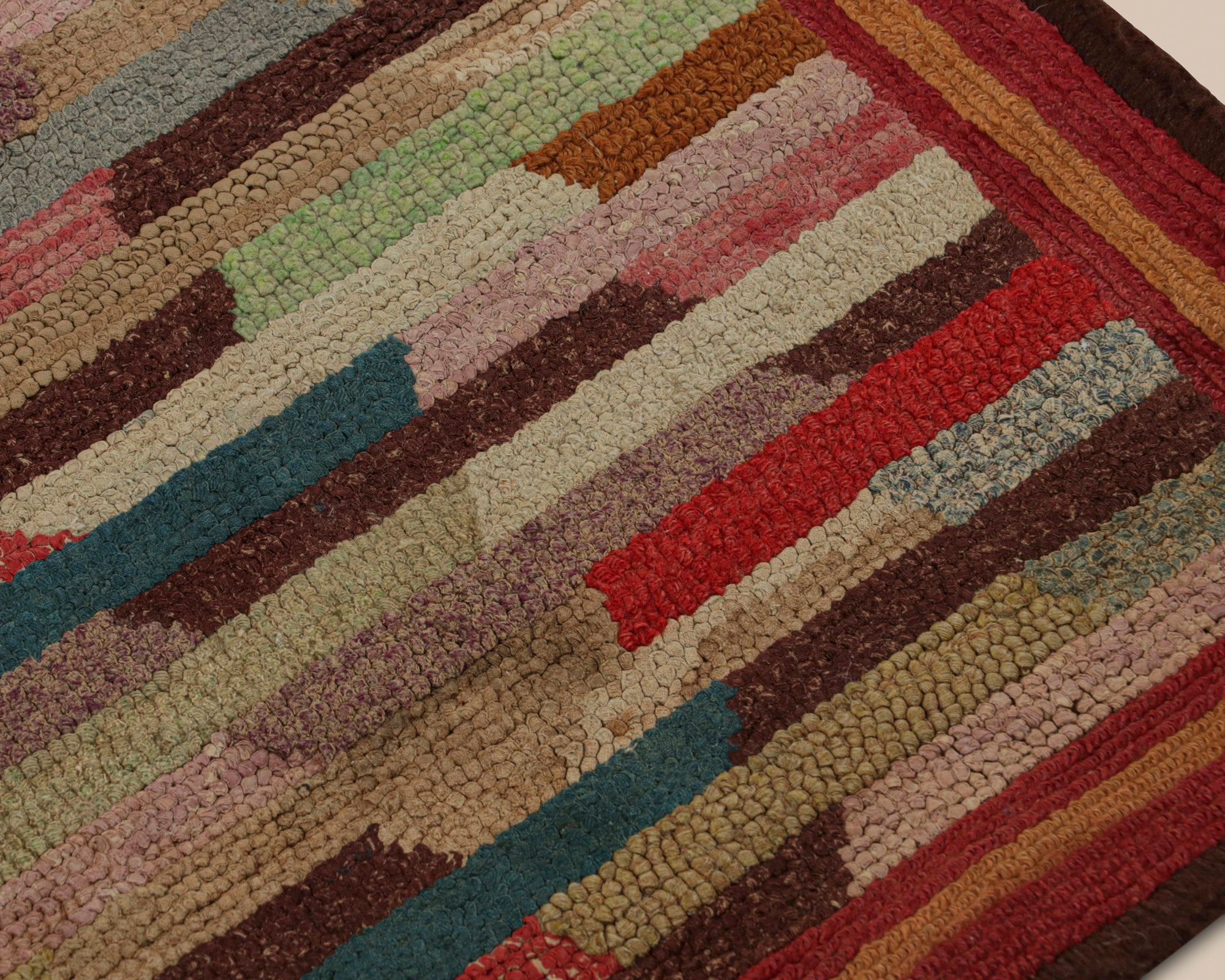 Hooked Geometric Square Rug