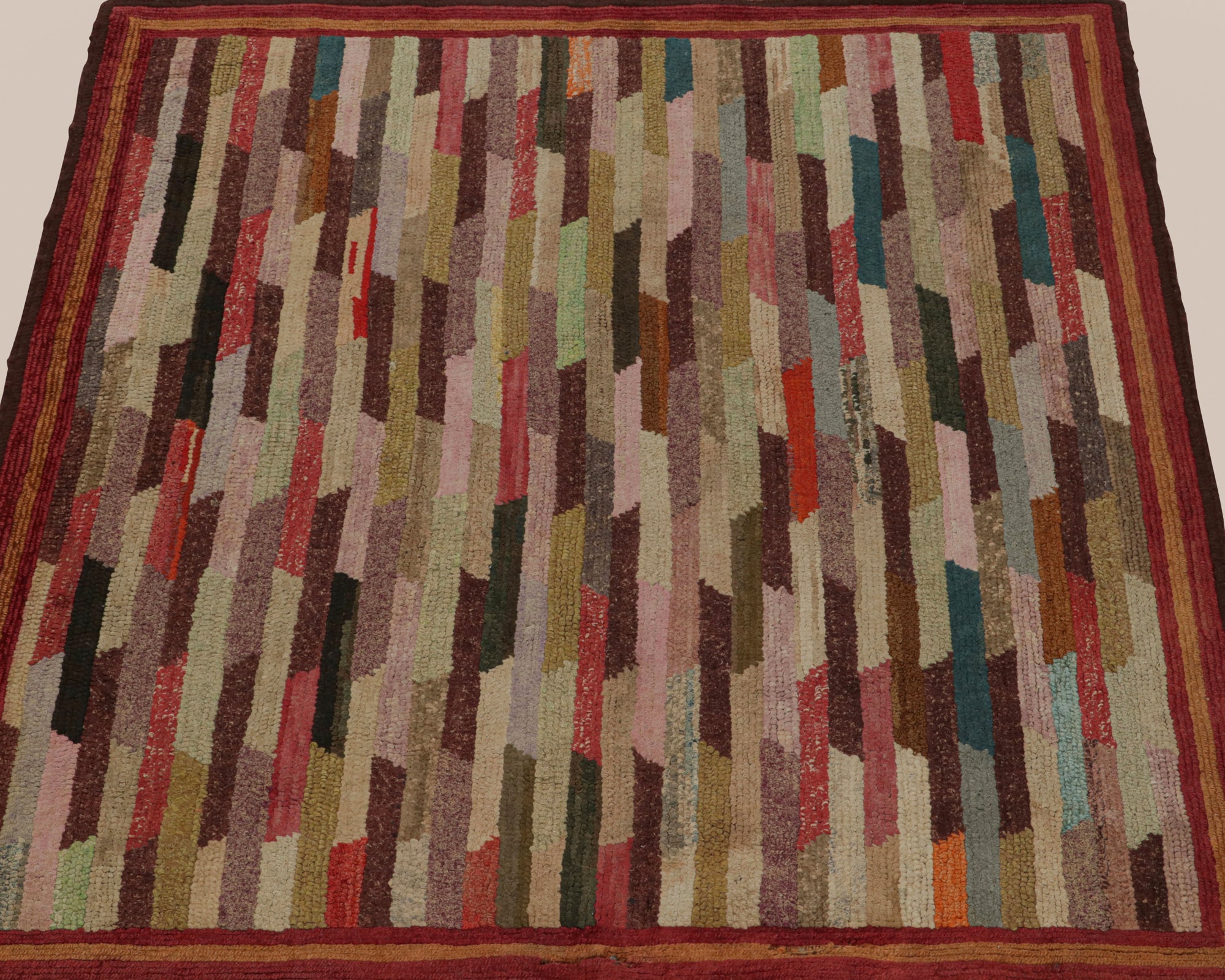 Hooked Geometric Square Rug