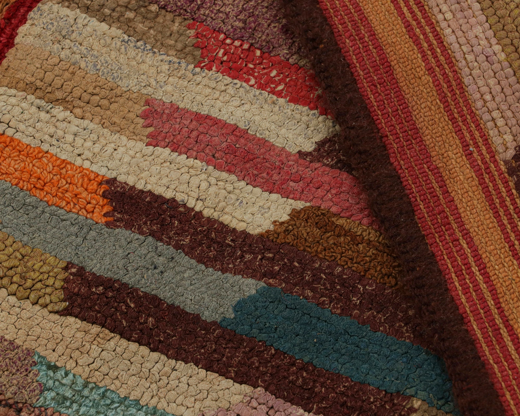 Hooked Geometric Square Rug