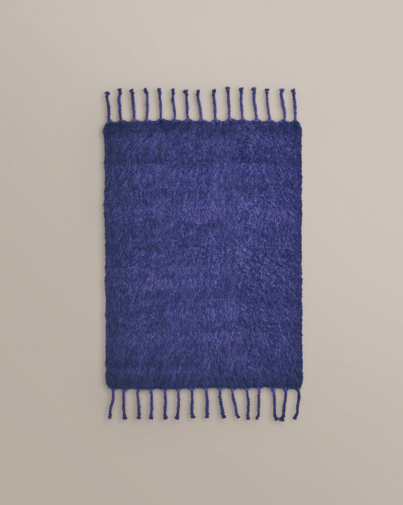 King Mohair Blanket in Bright Blue and Dark Blue