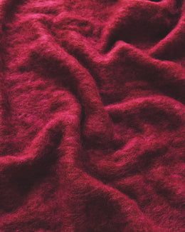 Mohair Throw in Bourgone and Dark Lila