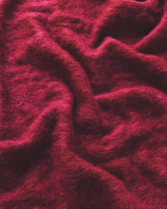 Mohair Throw in Bourgone and Dark Lila
