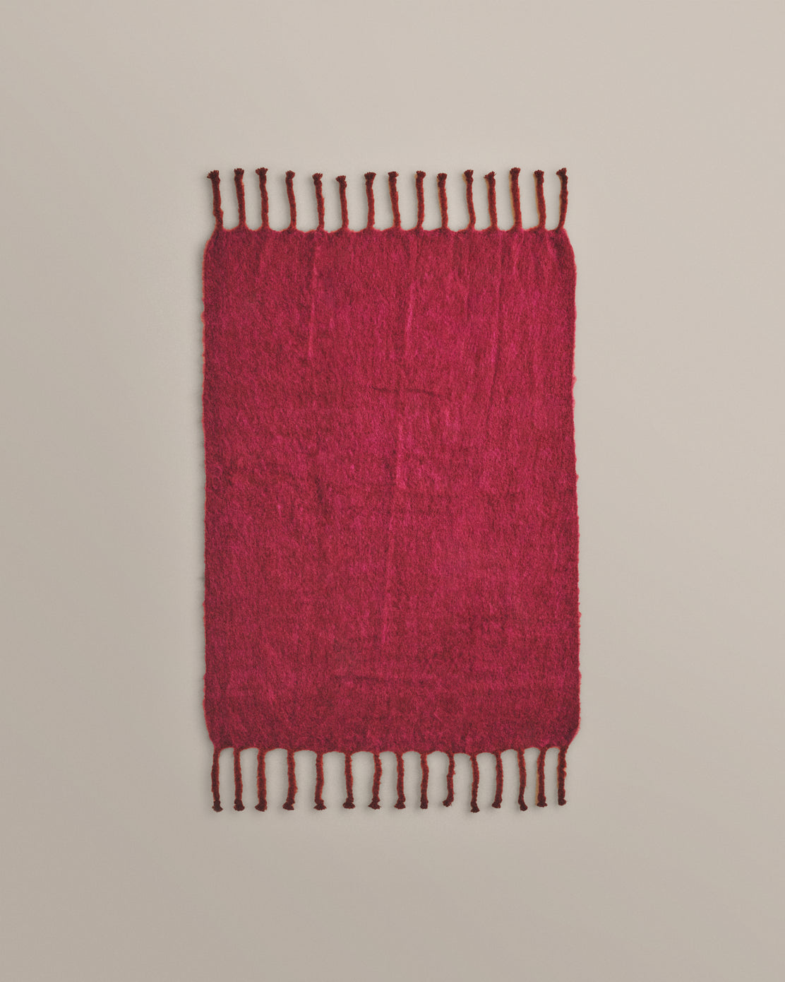 Mohair Throw in Bourgone and Dark Lila