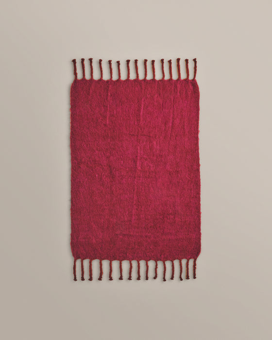 Mohair Throw in Bourgone and Dark Lila