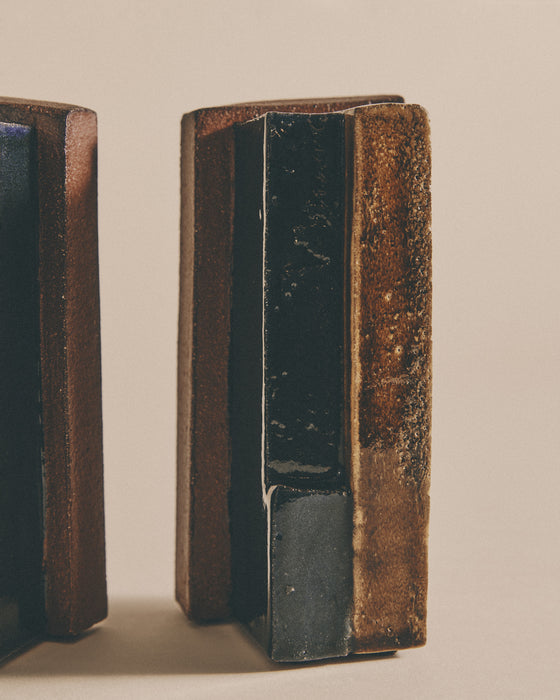 Navy Turmeric & Green Slab Bookends