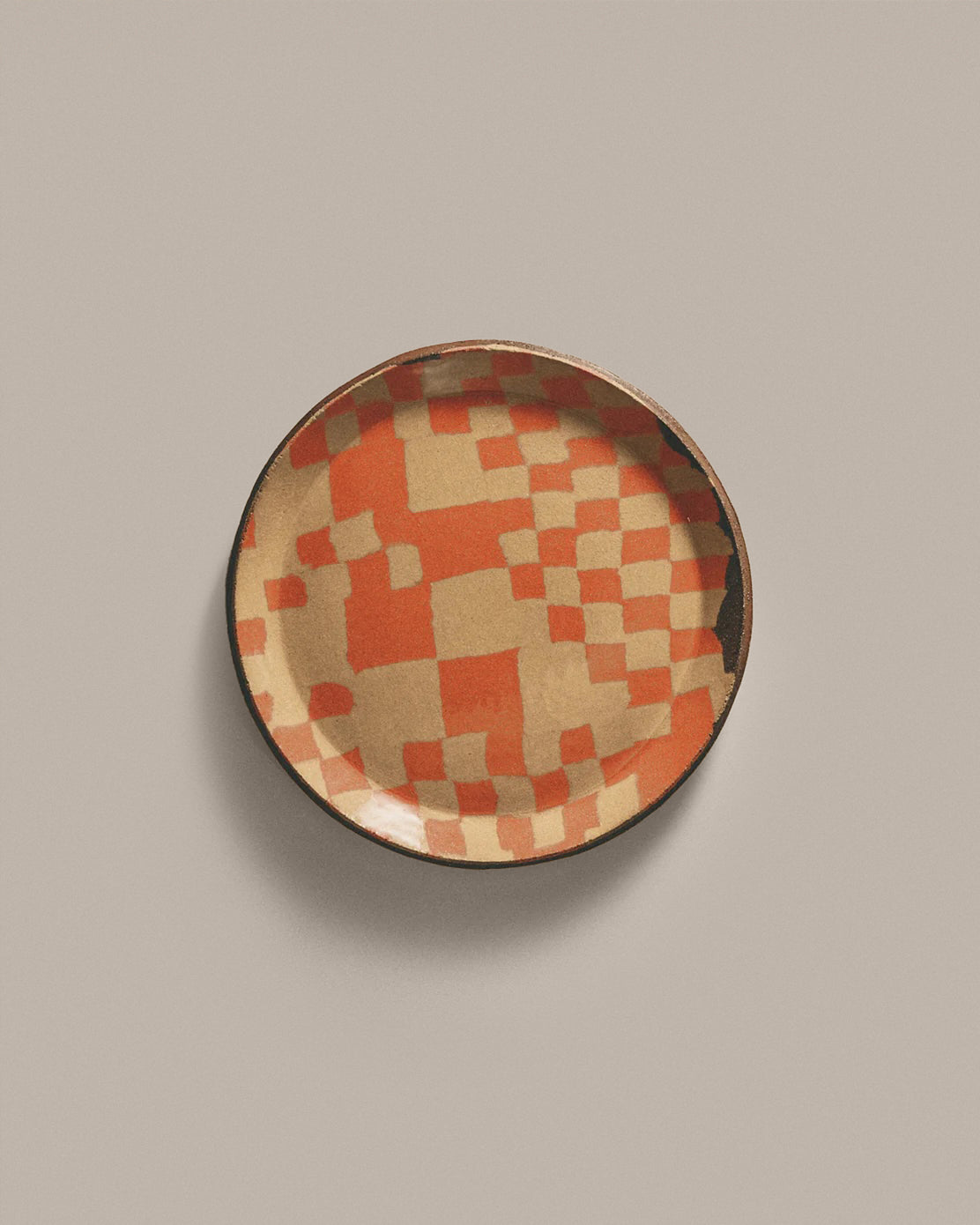 Orange and Taupe Nerikomi Plate