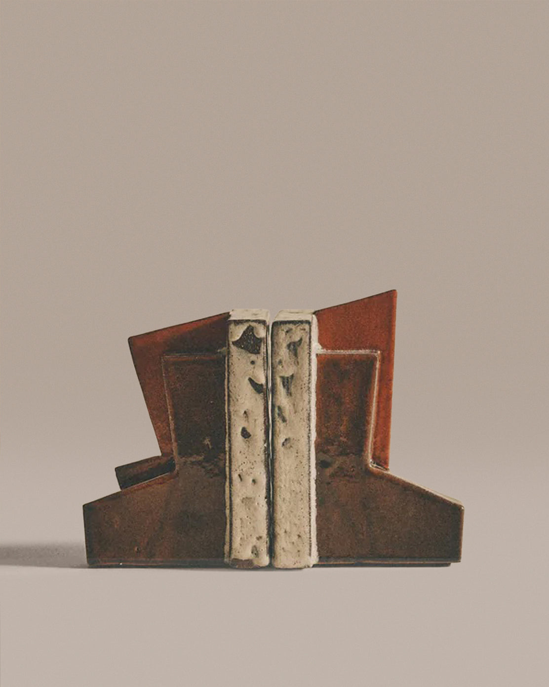 Pumpkin and Ivory Slab Bookends
