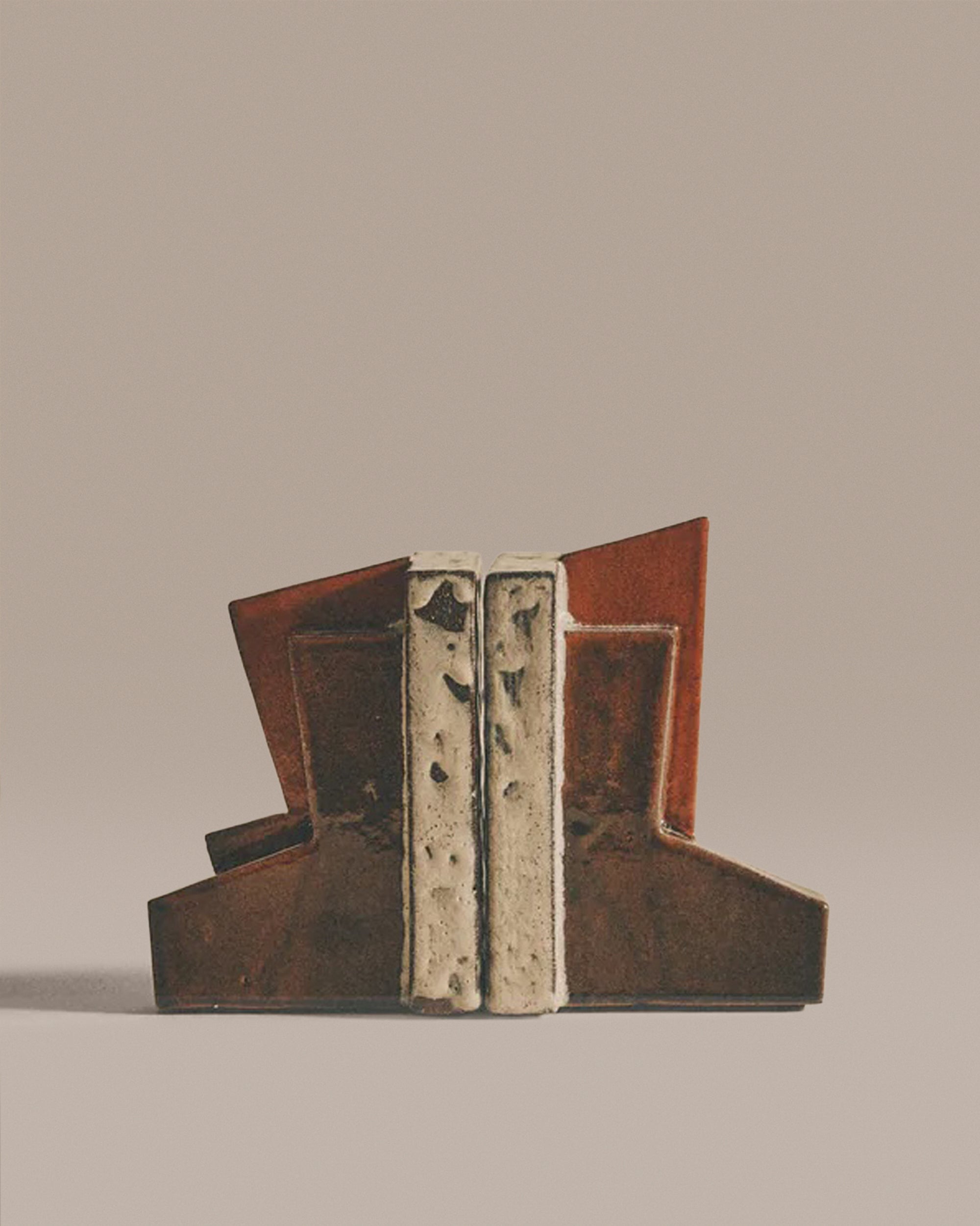 Pumpkin and Ivory Slab Bookends
