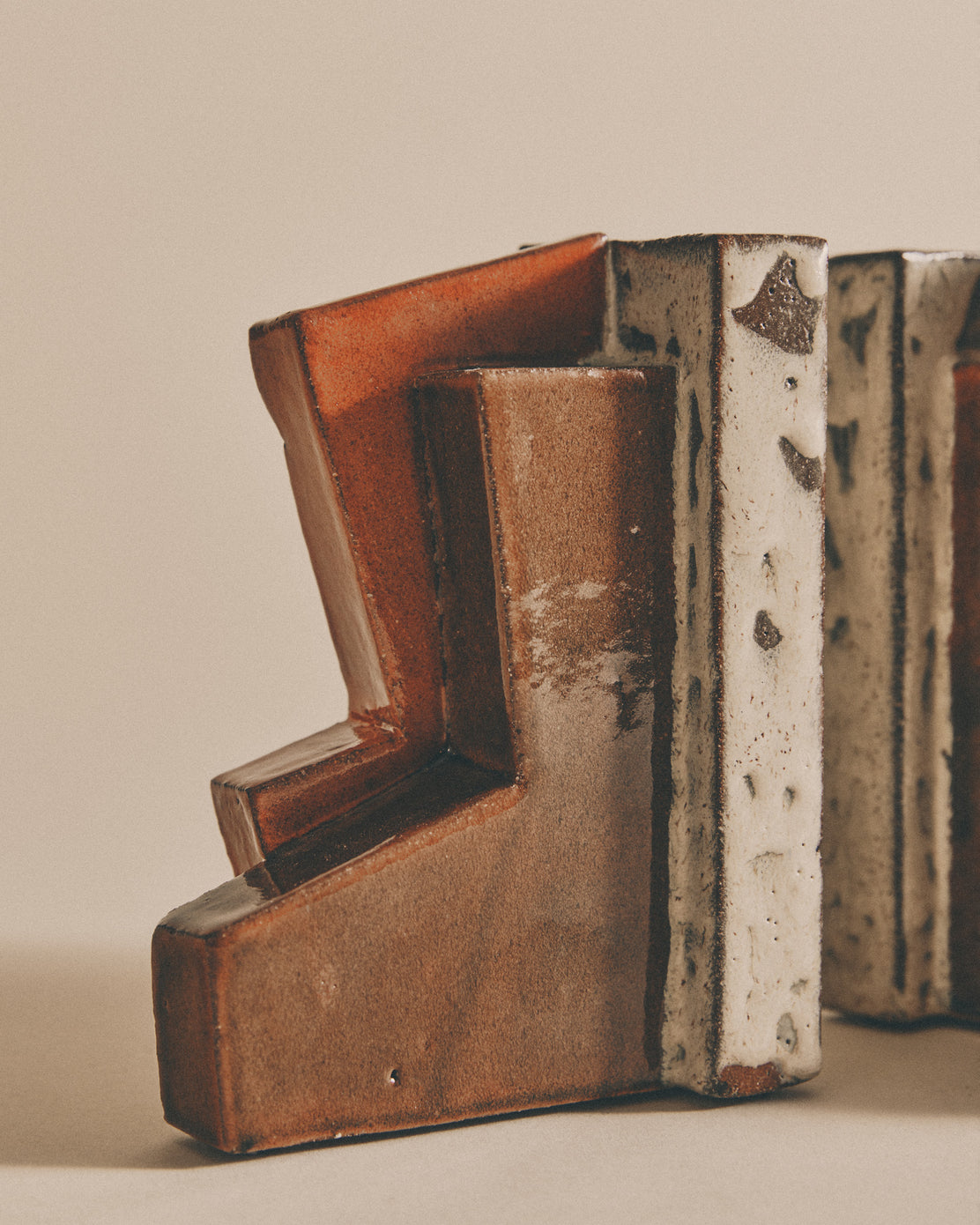 Pumpkin and Ivory Slab Bookends