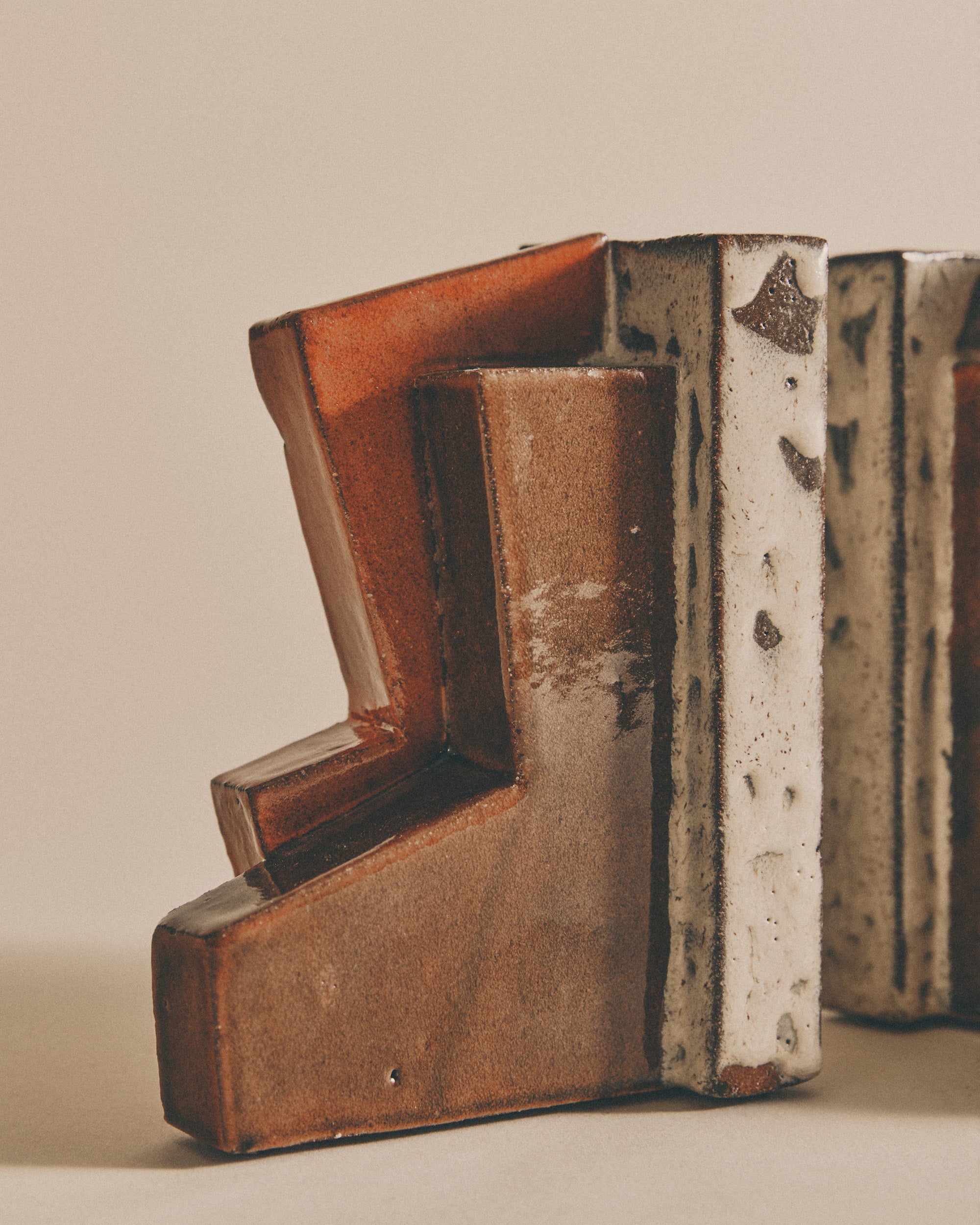 Pumpkin and Ivory Slab Bookends