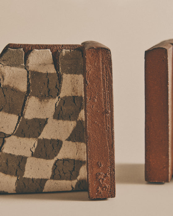 Sage and Ivory Nerikomi Bookends