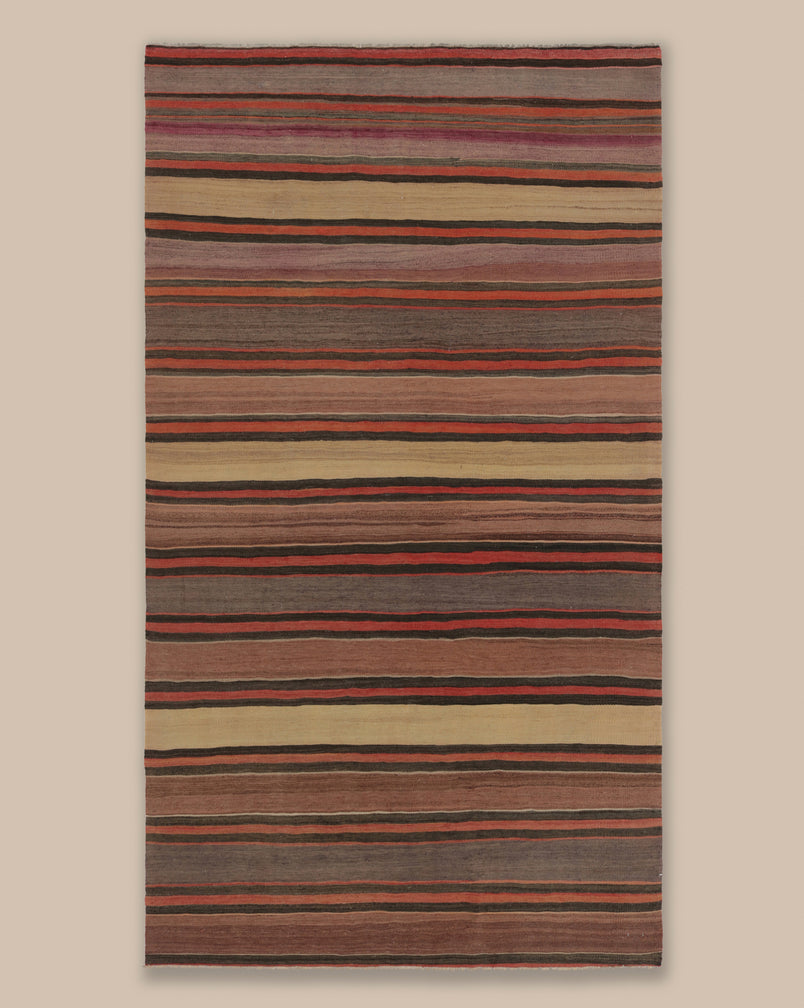 Shahsavan Beige and Red Stripe Kilim