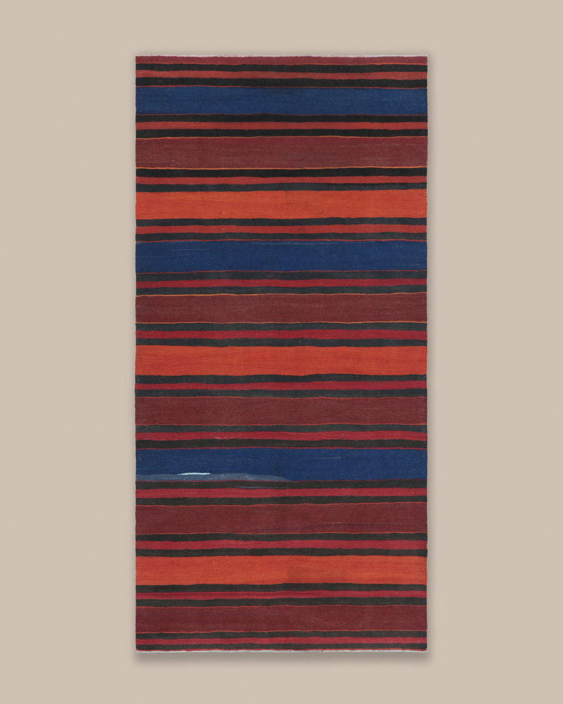 Shahsavan Red, Blue, and Brown Stripe Kilim